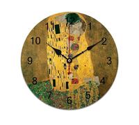 AFLJNYNN Gustav klimts the kiss Modern minimalist clock with durable PVC material, silent sweeping second hand, and frameless build suitable for living or work spaces.