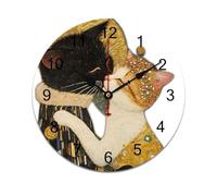 AFLJNYNN Gustav klimts the kiss PVC clock with silent sweep seconds, minimalist style, and frameless design, creating a modern look suitable for multiple living areas.