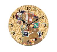 AFLJNYNN Gustav klimts the kiss Silent PVC clock with minimalist design and frameless structure, perfect for bedrooms, kitchens, or office spaces with modern décor.