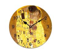AFLJNYNN Gustav klimts the kiss Silent sweeping PVC clock with a sleek minimalist design, frameless construction, and eco-conscious materials perfect for any interior.