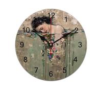 AFLJNYNN Gustav klimts the kiss Silent sweeping second hand and frameless design combine in this minimalist PVC clock for stylish decoration in bedrooms or workplaces.