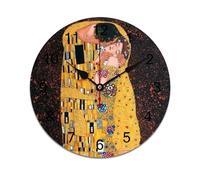 AFLJNYNN Gustav klimts the kiss This PVC clock offers a silent sweep movement and minimalist frameless look, ideal for bedrooms, dining areas, offices, or classrooms.