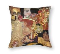 AFLJNYNN Gustav klimts the kiss Throw Pillow Covers Minimalist Silky Boho Ethnic Leaf for Hallway