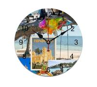 AFLJNYNN Honduras flagge Minimalist frameless wall clock made with eco-friendly PVC, silent operation, and lightweight build, ideal for diverse interior spaces.