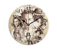 AFLJNYNN Johnny Depp Lightweight and silent PVC clock with minimalist frameless design, suitable for bedrooms, dining rooms, or classroom decoration.