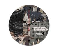 AFLJNYNN The phantom of the opera Minimalist PVC wall clock with quiet sweeping second hand and frameless design, perfect for bedrooms, kitchens, or professional spaces.