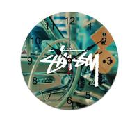 AFLJNYNN Vintage hip hop Frameless PVC clock with silent sweeping seconds and durable construction, ideal for bedrooms, offices, or creative DIY wall décor.