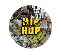 AFLJNYNN Vintage hip hop Silent sweep PVC clock with minimalist design and lightweight frameless construction, great for bedrooms, classrooms, or living areas.
