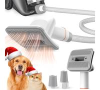 Afloia Dog Brush Vacuum Attachment - Pet Grooming Tool for Dogs & Cats (Vacuum Not Included), Compatible with 1-1.5" Round Port Vacuums (Dyson,Bissell,Eureka,Dirt Devil), with Extension Hose