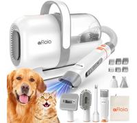 Afloia Dog Grooming Kit with Vacuum, Cat Clippers, Suction 99% Pet Hair, Professional Pet Grooming Kit with 7 Proven Tools for Shedding Grooming, Cat Dog Grooming Vacuum Kit, 1.5L
