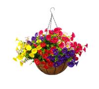 Aflorshope Realistic Artificial Hanging Eucalyptus Morning Glory Flower Basket Simulation Flower Decoration, Home and Office Hanging Baskets Garden Patio Porch For Decoration (30 CM)