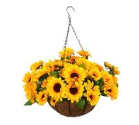 Aflorshope Realistic Artificial Hanging Sunflower Flower Basket Simulation Plant Decoration, Home and Office Hanging Flower Baskets Garden Patio Porch Artificial Sunflower for Decoration (30 CM)