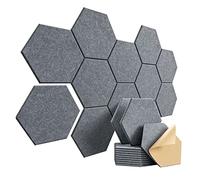 Aflytep 12 X 10 X 0.4" Hexagonal Acoustic Foam Panels - Adhesive - Noise Reducing & Restricting Echoes - Dark Grey