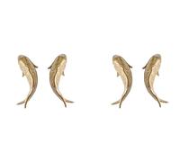 Aflytep 4Pcs Resin Carp Golden Fish Wall Hanging Ornament Personality Fish Figurine Restaurant Background Wall Decor