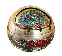 Aflytep Ashtray Household Home Decor Zinc Alloy Retro Large Ash Holder with Lid for Home,