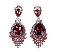 Aflytep Fashion Women Wedding Jewelry Austrian crystal long crystal drop crystal bride earrings for women big earrings red 1#