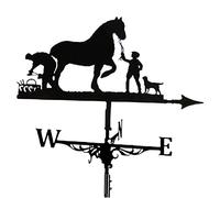 Aflytep Metal Weathervane Farmer and Horse Direction Indicator Wind Weathervane Mount