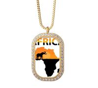 afmap savanna elephant life Necklace Pendant Diamond Crystal Golden Jewelry