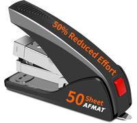 AFMAT Effortless Desk Stapler, Labour-Saving Stapler, 50 Sheet Capacity, Ergonomic, Office Stapler for Stapling with One Finger, Space-Saving Size for Home Office