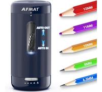 AFMAT Electric Pencil Sharpener, 5 Nibs, Auto in & Out, Fully Automatic Pencil Sharpener for Classroom, Rechargeable Hands-Free Sharpeners for No.2/Jumbo/Colored Pencils (φ6.5-12mm) PSC3(Dark Blue)