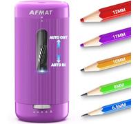 AFMAT Electric Pencil Sharpener, Auto in & Out, 5 Nibs, Fully Automatic Pencil Sharpener for Classroom, Rechargeable Hands-Free Sharpeners for No.2/Jumbo/Colored Pencils (φ6.5-12mm) PSC3(Purple)