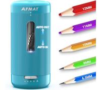AFMAT Electric Pencil Sharpener, Auto in & Out, 5 Nibs, Fully Automatic Pencil Sharpener for Classroom, Rechargeable Hands-Free Sharpeners for No.2/Jumbo/Colored Pencils (φ6.5-12mm) PSC3(Cyan)