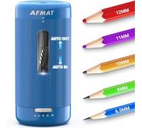 AFMAT Electric Pencil Sharpener, Auto in & Out, 5 Nibs, Fully Automatic Pencil Sharpener for Classroom, Rechargeable Hands-Free Sharpeners for No.2/Jumbo/Colored Pencils (φ6.5-12mm) PSC3(Sky Blue)