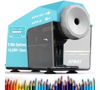 AFMAT Electric Pencil Sharpener, Fast & Hands-Free, 10,000+ Uses, 5 Nibs, Fully Automatic Pencil Sharpener for Classroom, Heavy Duty Sharpeners for No.2/Jumbo/Colored Pencils (φ6.5-10.5mm) PSC4(Cyan)