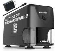 AFMAT Electric Pencil Sharpener for Classroom, Cordless & Rechargeable, Heavy Duty Pencil Sharpener for 6-11mm No.2/Colored Pencils, 10K+ Uses, Auto Stop, 2s Fast Sharpen, Battery Powered with Adapter
