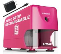 AFMAT Electric Pencil Sharpener for Classroom, Cordless & Rechargeable, Heavy Duty Pencil Sharpener for 6-11mm No.2/Colored Pencils, 10K+ Uses, Auto Stop, 2s Fast Sharpen, Battery Powered with Adapter
