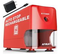 AFMAT Electric Pencil Sharpener for Classroom, Cordless & Rechargeable, Heavy Duty Pencil Sharpener for 6-11mm No.2/Colored Pencils, 10K+ Uses, Auto Stop, 2s Fast Sharpen, Battery Powered with Adapter