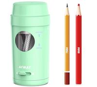 AFMAT Electric Pencil Sharpener for Colored Pencils 7-8 mm, Rechargeable Fully Automatic Pencil Sharpener with Container, Auto in&Out, Non-Slip Portable Electric Sharpener for Home,School,Green,PSX8