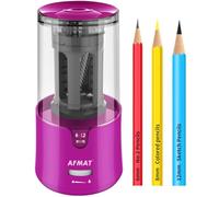 AFMAT Electric Pencil Sharpener for Colored Pencils, Auto Stop, Fast Sharpen in 3s, Large Hole Pencil Sharpener Plug in for 6-12mm No.2/Jumbo Pencils-Purple (Model:PS91PR)