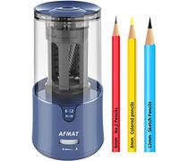 AFMAT Electric Pencil Sharpener for Colored Pencils, Auto Stop, Fast Sharpen in 3s, Large Hole Pencil Sharpener Plug in for 6-12mm No.2/Jumbo Pencils-Blue