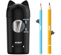 AFMAT Electric Pencil Sharpener, Fully Automatic Rechargeable Sharpeners with Cat Ears, Auto in/Out for φ7-8mm Colored Pencils, Hands-Free Cute Sharpener for Kids, Artists, Home/School/Office, Black