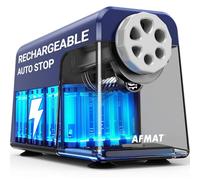AFMAT Electric Pencil Sharpener Heavy Duty, 6 Holes, Rechargeable Pencil Sharpener with Container for Colored Pencils 6-11mm, Auto Stop,for School, Home, Classroom,Battery Operated,Blue PSD1