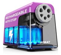 AFMAT Electric Pencil Sharpener Heavy Duty, 6 Holes, Rechargeable Pencil Sharpener with Container for Colored Pencils 6-11mm, Auto Stop,for School, Home, Classroom,Battery Operated,Purple PSD1