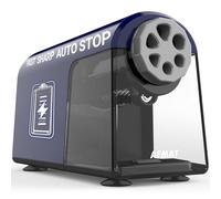 AFMAT Electric Pencil Sharpener Heavy Duty, Big 6 Holes Automatic Pencil Sharpener for 6-11mm Large Pencils, 10000 Times Super Fast, Rechargeable Sharpeners for Kids Artists School/Office/Home, Blue