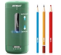 AFMAT Electric Pencil Sharpener, Rechargeable Automatic Pencil Sharpener for Large Color Pencils 6.5-12mm, Hands Free Portable Pencil Sharpener 5 Nibs Settings for School/Office/Studio/Home,Green,PSC2