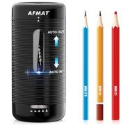 AFMAT Electric Pencil Sharpener, Rechargeable Automatic Pencil Sharpener for Large Color Pencils 6.5-12mm, Hands Free Pencil Sharpener 5 Nibs Settings for School/Office/Art Studio/Home,Black, PSC2