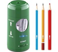 AFMAT Electric Pencil Sharpener, Rechargeable Fully Automatic Pencil Sharpener for Jumbo & Colored Pencils (7-11.5mm), Auto in/Out, Hands-Free, Portable for Home/Classroom/Office PSX6(Green)