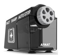 AFMAT Electric Pencil Sharpener with Container, 6 Holes Heavy Duty Pencil Sharpeners for Classroom, 6-11mm Pencils & Colored Pencils, Rechargeable Sharpener Office, Super Fast, Auto Stop, Black,PSD4