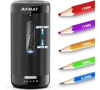AFMAT Electric Pencil Sharpener with Container, Rechargeable Automatic Sharpener for Thick Colouring Pencils 6.5-12 mm, USB Rechargeable Portable Pencil Sharpener with Adjustable Tips for School