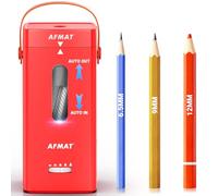 AFMAT Electric Sharpener, Fully Automatic Pencil Sharpener, Auto In & Out, Rechargeable Hands-Free Sharpener for Jumbo & Coloured Pencils (6.5-12 mm), Portable for Home/Classroom/Office, Red, PSC6