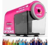 AFMAT Fully Automatic Electric Pencil Sharpener, Auto In & Out, 10,000+, Rechargeable Pencil Sharpener with Container, Quick High Performance Sharpener for No. 2/Jumbo/Pencils (φ6.5-10.5 mm), Rose Red