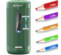 AFMAT Fully Automatic Electric Pencil Sharpener, Auto in&Out, Rechargeable Hands-Free Fully Automatic Pencil Sharpeners for Jumbo&Colored Pencils (6.5-12mm), Fast for Home/Classroom/Office, Green PSC3