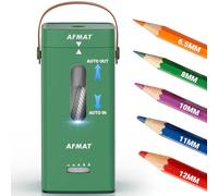 AFMAT Fully Automatic Electric Pencil Sharpener,Hands-Free Electric Sharpener with Handle, 5 Tip Settings, Auto in&Out, Portable for 6.5-12mm Pencils, 7K+ Uses for Teachers, Artists, Office,Green,PSC6
