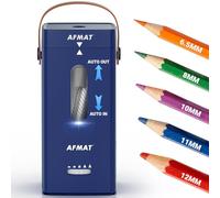 AFMAT Fully Automatic Electric Pencil Sharpener,Hands-Free Electric Sharpener with Handle, 5 Tip Settings, Auto in&Out, Portable for 6.5-12mm Pencils, 7K+ Uses for Teachers, Artists, Office, Blue,PSC6