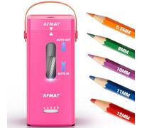 AFMAT Fully Automatic Electric Pencil Sharpener,Hands-Free Electric Sharpener with Handle, 5 Tip Settings, Auto in&Out, Portable for 6.5-12mm Pencils, 7K+ Uses for Teachers, Artists, Office, Rose Red