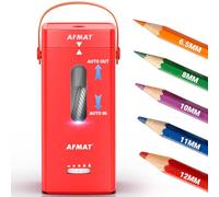 AFMAT Fully Automatic Electric Pencil Sharpener,Hands-Free Electric Sharpener with Handle, 5 Tip Settings, Auto in & Out, Portable for 6.5-12mm Pencils, 7K+ Uses for Teachers, Artists, Office,Red,PSC6